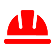 Red construction safety helmet icon.