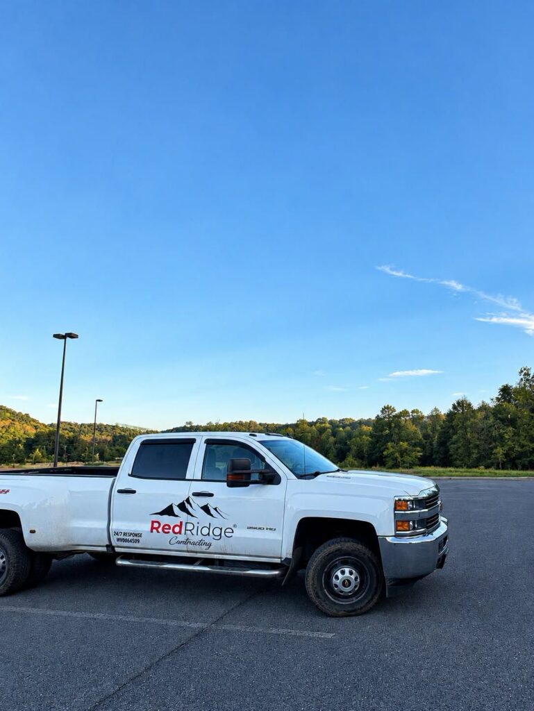 Red Ridge Contracting truck ready for a free damage inspection